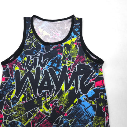 Lil Wayne リルウェイン USA製 ヒップホップ タンクトップ XL ブラック コットン 総柄