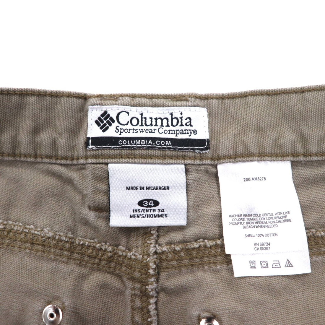 Columbia Canvas Hiking Cargo Pants, Carpenter Pants, L, Beige, AM8275