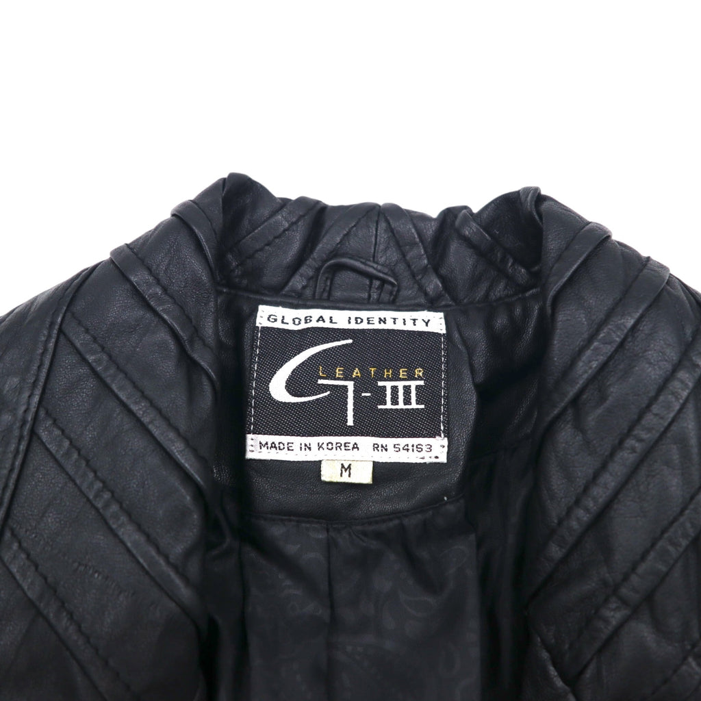 90s GLOBAL IDENTITY G-III LEATHER Chesterfield coat, M, black, leather, paisley lining