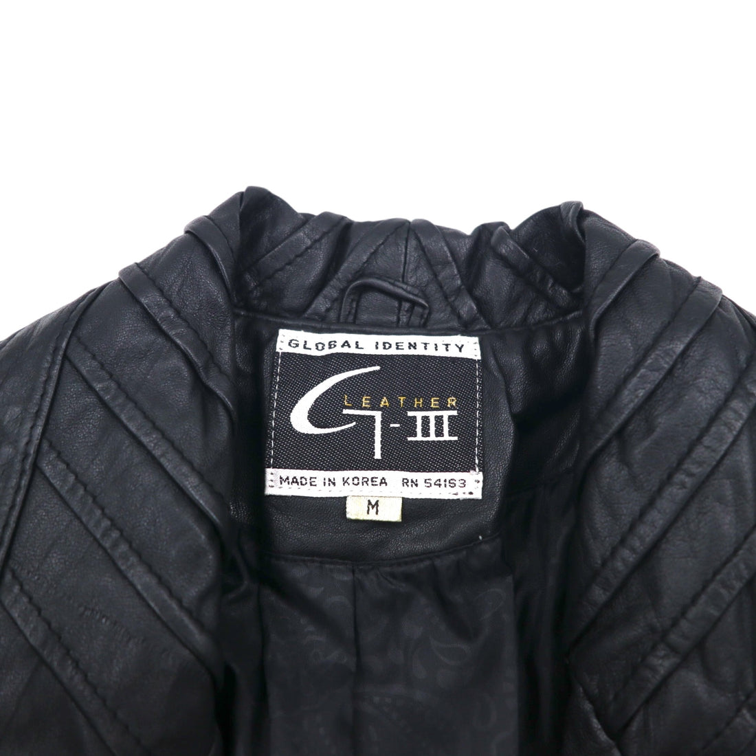 90年代 GLOBAL IDENTITY G-Ⅲ LEATHER レザー チェスターコート M ブラック レザー 裏地ペイズリー
