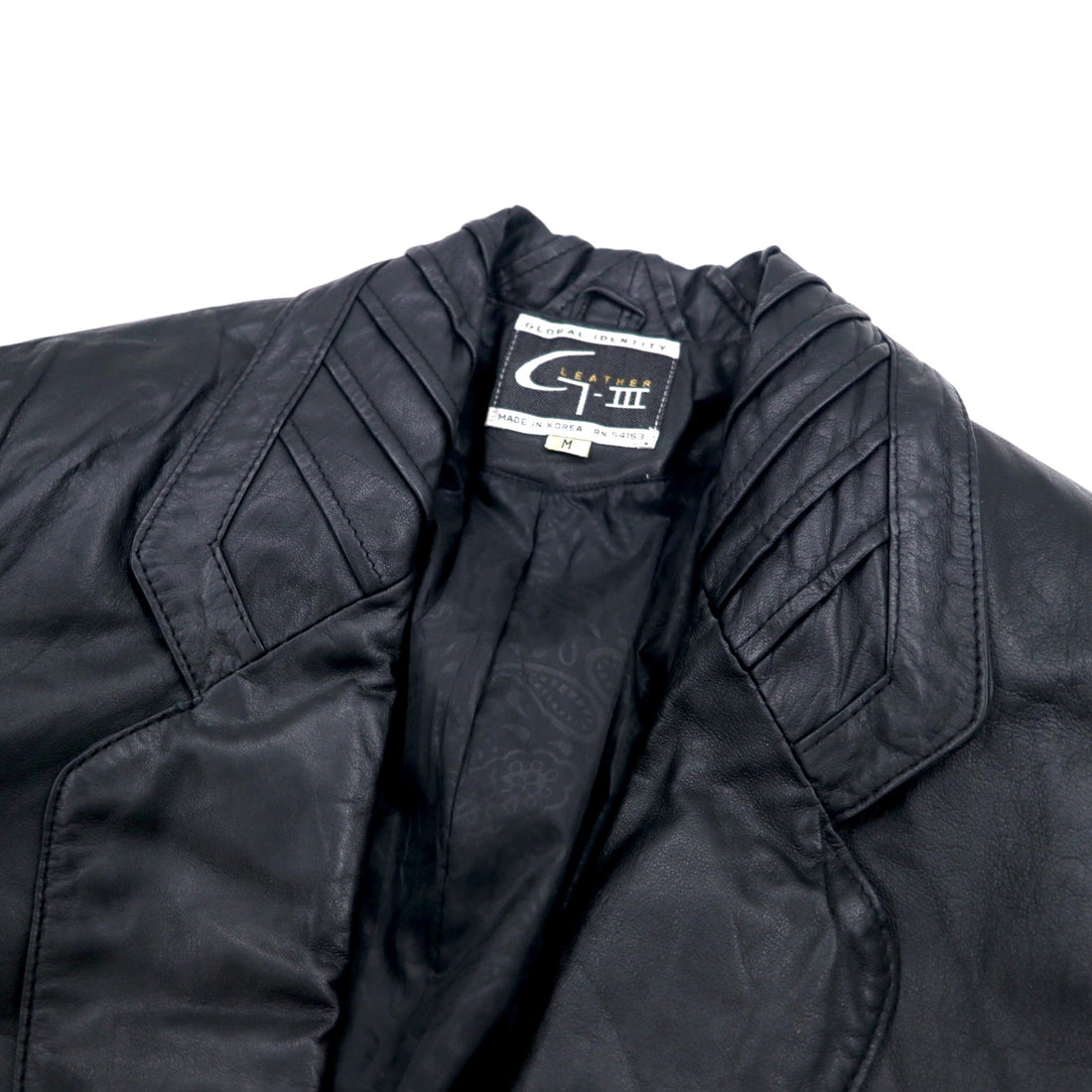 90年代 GLOBAL IDENTITY G-Ⅲ LEATHER レザー チェスターコート M ブラック レザー 裏地ペイズリー