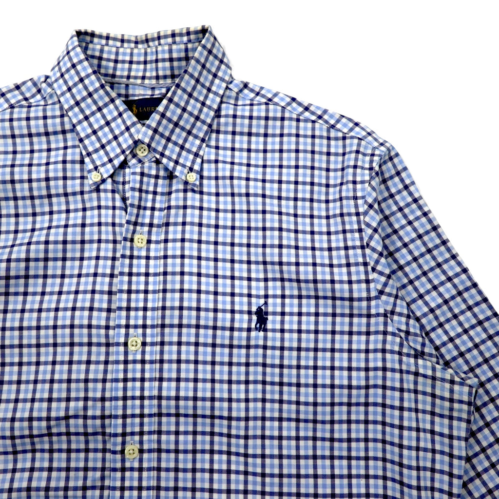 RALPH LAUREN Button-down shirt, M, blue, check, cotton, non-iron, small pony embroidery