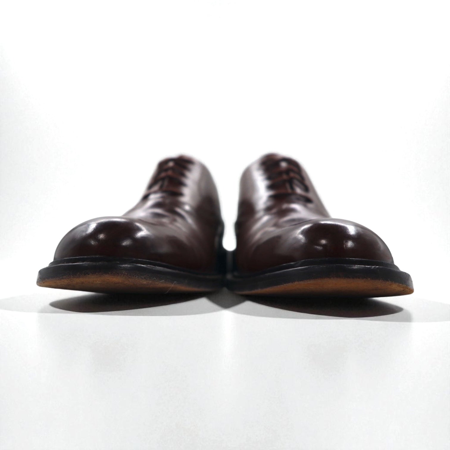 JOHNSTON &amp; MURPHY Italian Handcrafted Plain Toe Dress Shoes, Size 28cm, Brown Leather, 15-1528