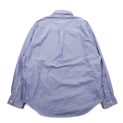 TOMMY HILFIGER 90s Big Size Button Down Shirt L Blue Striped Cotton