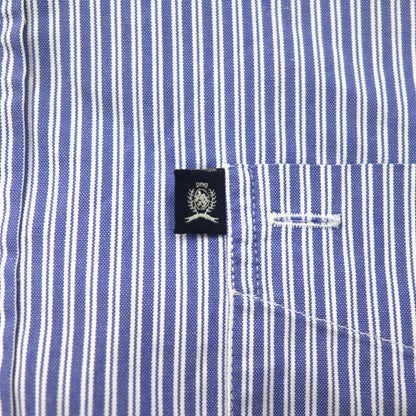TOMMY HILFIGER 90s Big Size Button Down Shirt L Blue Striped Cotton