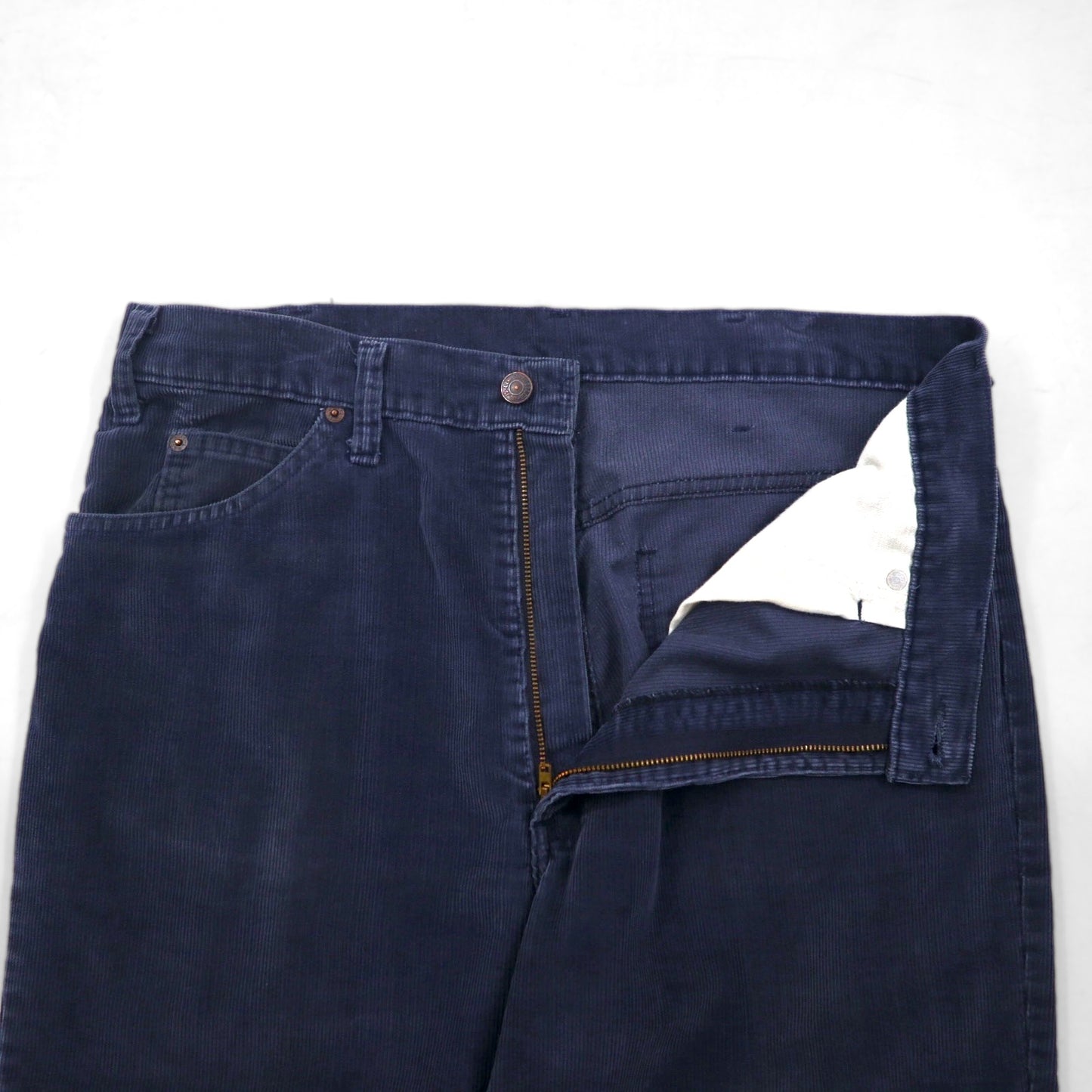 Levi's 1980s USA Made 517 Bootcut Corduroy Chino Pants, Size L, Navy, 1517 42TALON Button Back, 513 White Tab