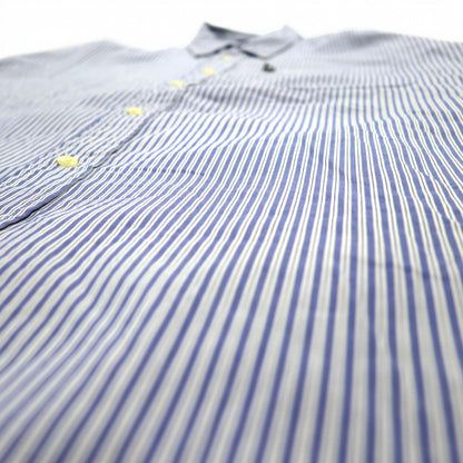 TOMMY HILFIGER 90s Big Size Button Down Shirt L Blue Striped Cotton