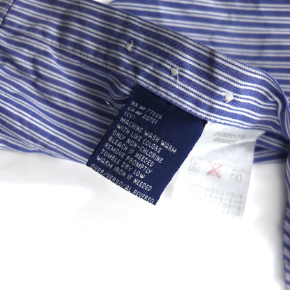 TOMMY HILFIGER 90s Big Size Button Down Shirt L Blue Striped Cotton