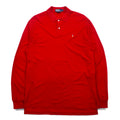 Polo by Ralph Lauren 90s Long Sleeve Polo Shirt L Red Pima Cotton Piqué Small Pony Embroidery Made in Peru