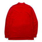 Polo by Ralph Lauren 90s Long Sleeve Polo Shirt L Red Pima Cotton Piqué Small Pony Embroidery Made in Peru