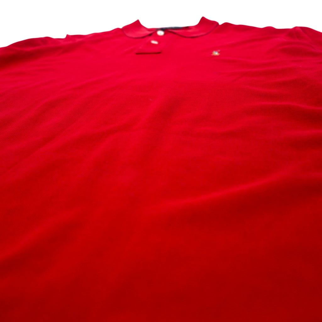 Polo by Ralph Lauren 90s Long Sleeve Polo Shirt L Red Pima Cotton Piqué Small Pony Embroidery Made in Peru