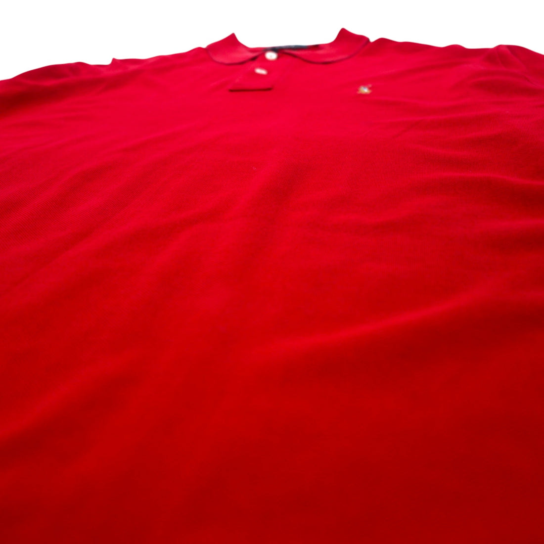 Polo by Ralph Lauren 90s Long Sleeve Polo Shirt L Red Pima Cotton Piqué Small Pony Embroidery Made in Peru