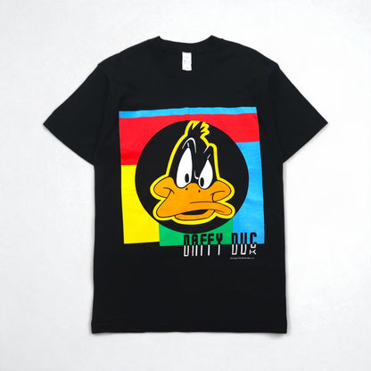 Warner Bros. 80年代 USA製 DAFFY DUCK シングルステッチ Tシャツ L ブラック キャラクタープリント