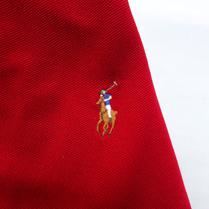 Polo by Ralph Lauren 90s Long Sleeve Polo Shirt L Red Pima Cotton Piqué Small Pony Embroidery Made in Peru