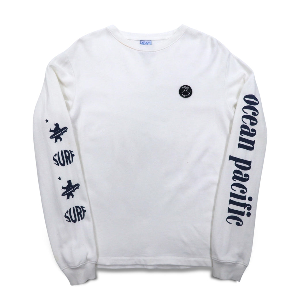 ocean pacific ロングスリーブ Tシャツ M ホワイト コットン 袖プリント
