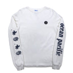 ocean pacific ロングスリーブ Tシャツ M ホワイト コットン 袖プリント
