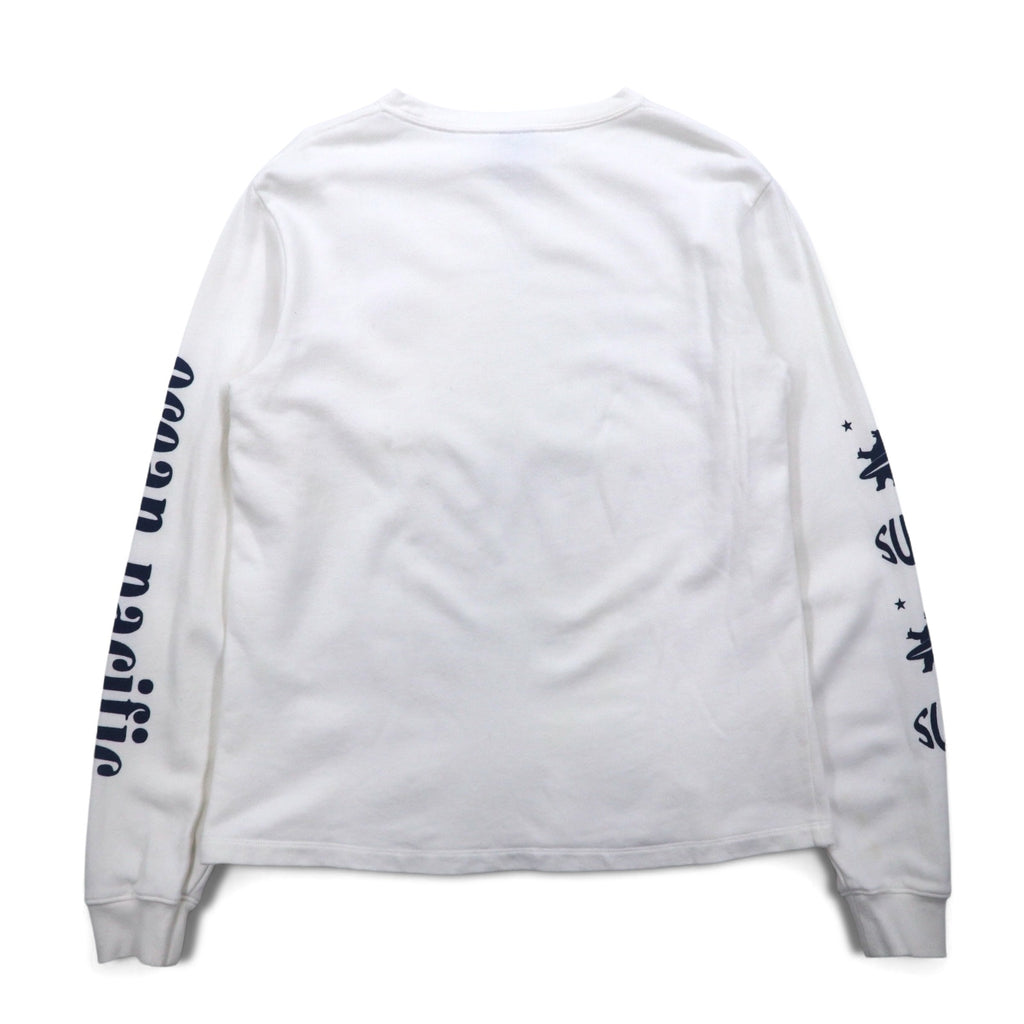 ocean pacific ロングスリーブ Tシャツ M ホワイト コットン 袖プリント