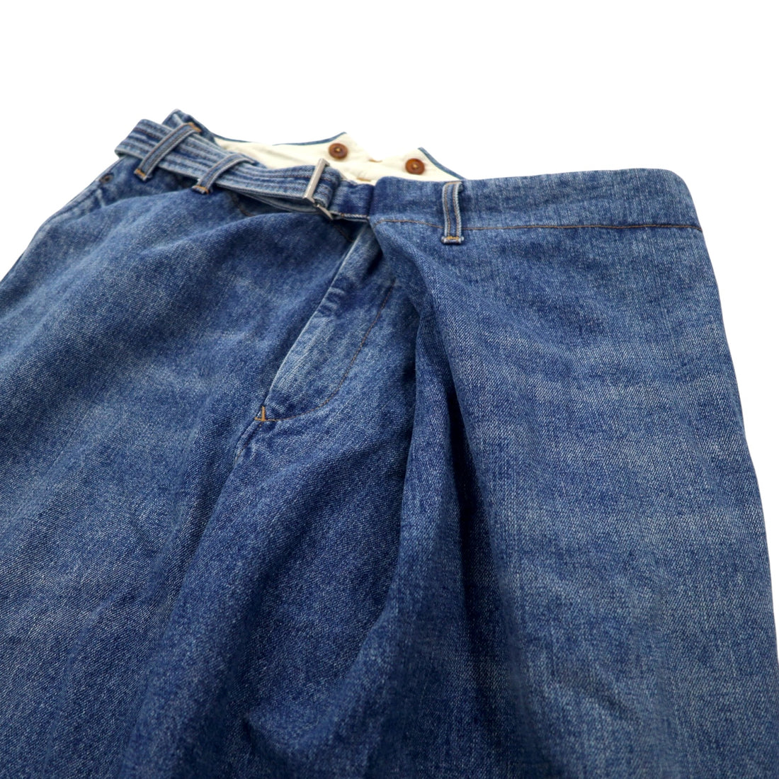 KHOKI Wrap Trousers 22AW Denim Pants 1 Blue Cotton Made in Japan 22sw-p-05