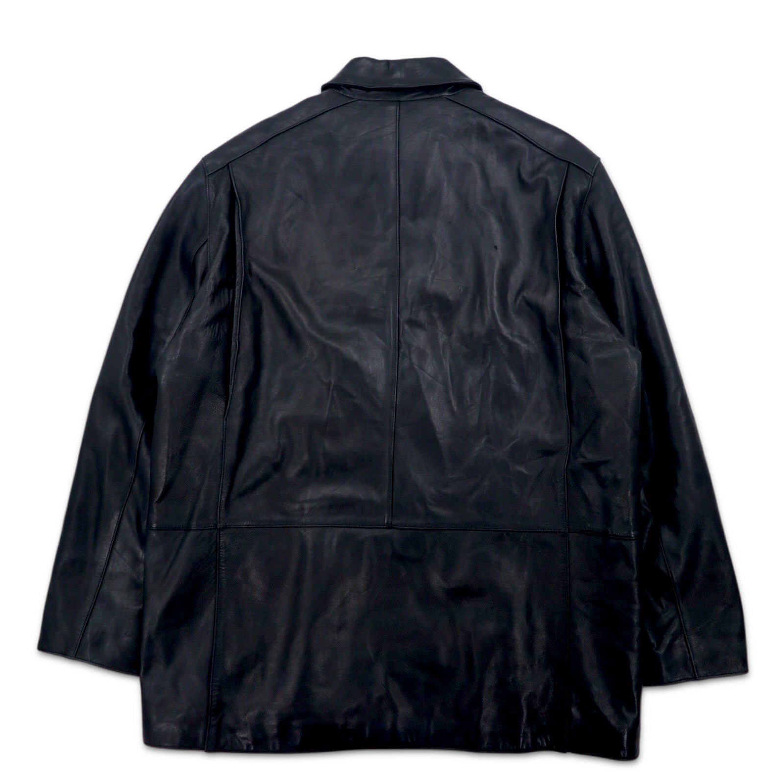 90s Vintage Leather Jacket MARC NEW YORK ANDREW MARC 90s Zip-up Car Coat Leather Jacket L Black Quilted Liner