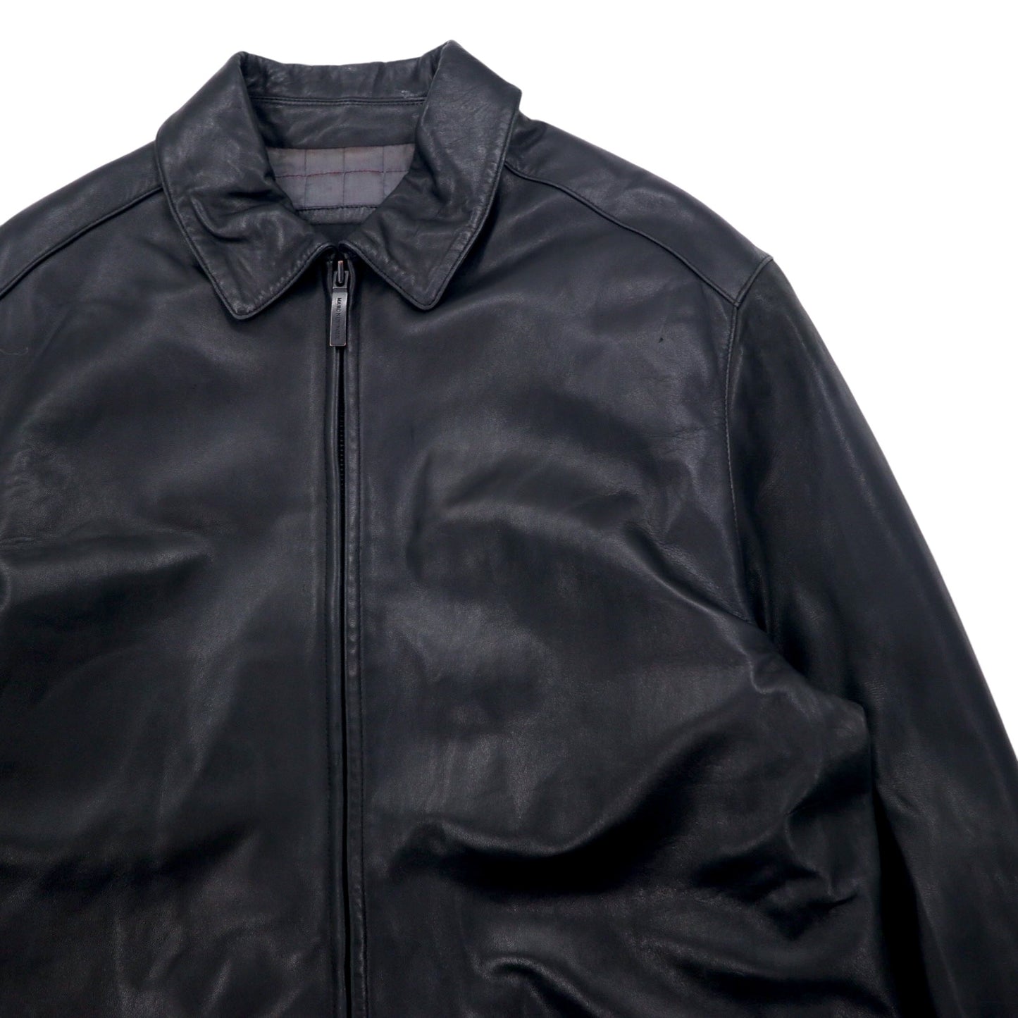 90s Vintage Leather Jacket MARC NEW YORK ANDREW MARC 90年代 ジップアップ カーコート レザージャケット L ブラック キルティングライナー