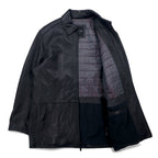 90s Vintage Leather Jacket MARC NEW YORK ANDREW MARC 90s Zip-up Car Coat Leather Jacket L Black Quilted Liner