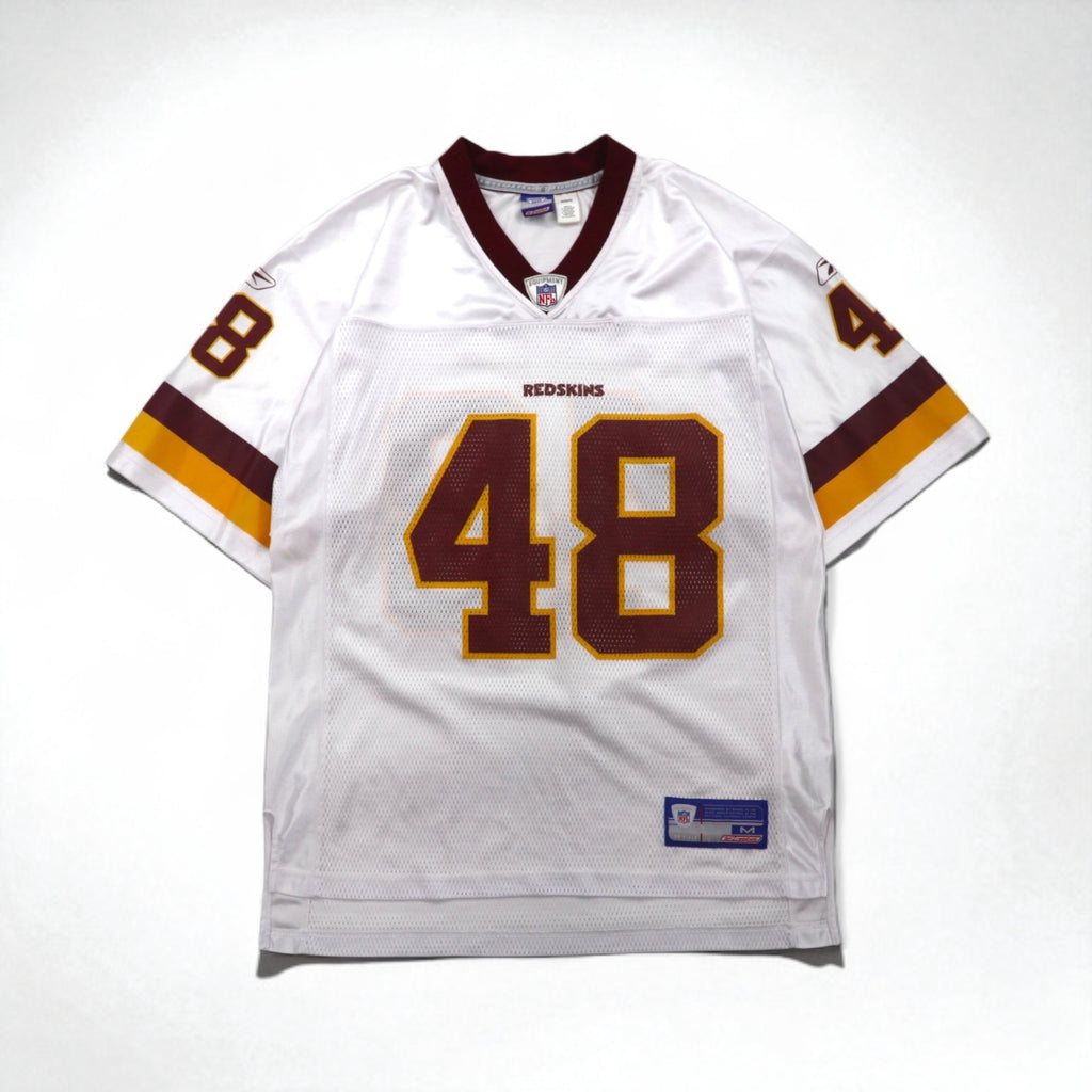 reebok ゲームシャツ M ホワイト ポリエステル メッシュ ナンバリング NFL Washington Redskins フットボール ユニフォーム