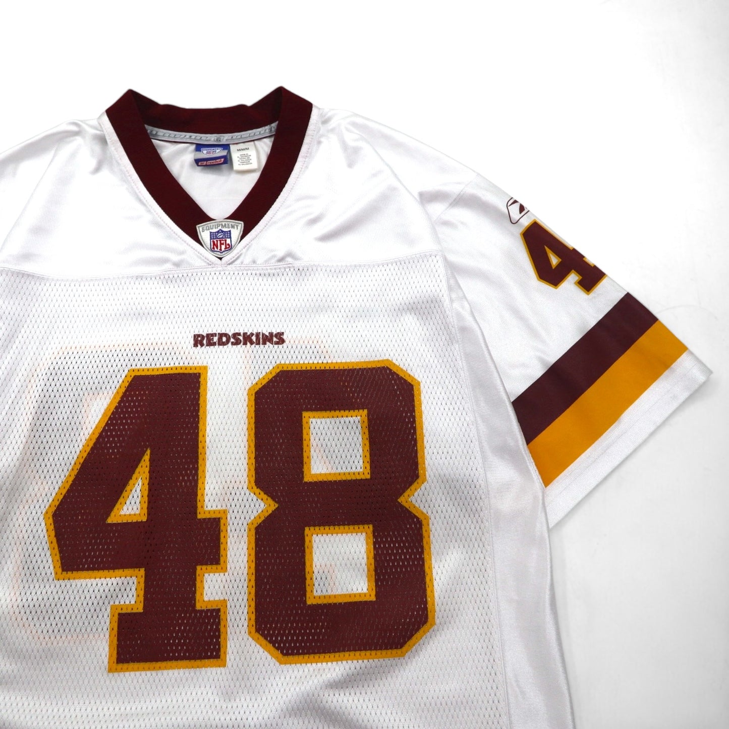 reebok ゲームシャツ M ホワイト ポリエステル メッシュ ナンバリング NFL Washington Redskins フットボール ユニフォーム