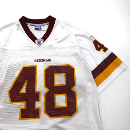 reebok ゲームシャツ M ホワイト ポリエステル メッシュ ナンバリング NFL Washington Redskins フットボール ユニフォーム