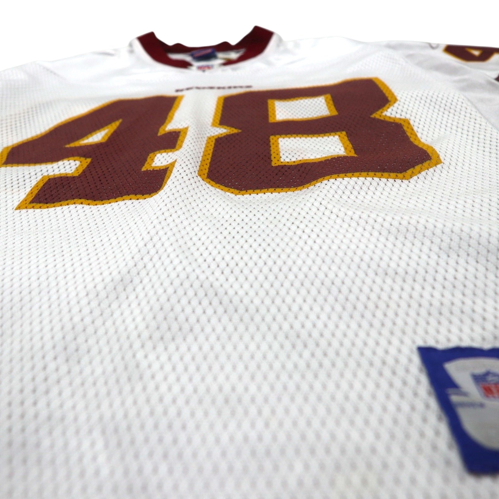 reebok ゲームシャツ M ホワイト ポリエステル メッシュ ナンバリング NFL Washington Redskins フットボール ユニフォーム