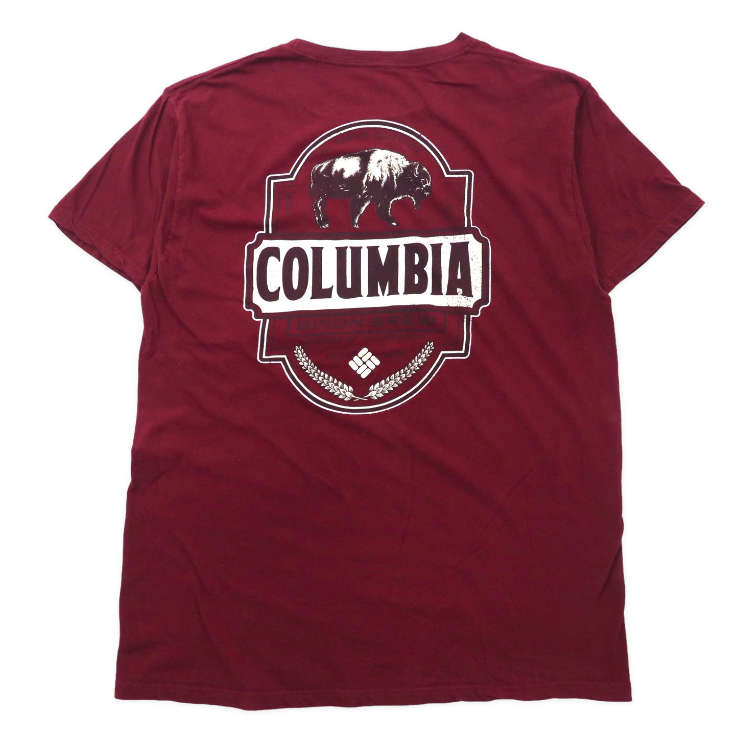 Columbia ロゴプリントTシャツ L ボルドー コットン バックプリント メキシコ製