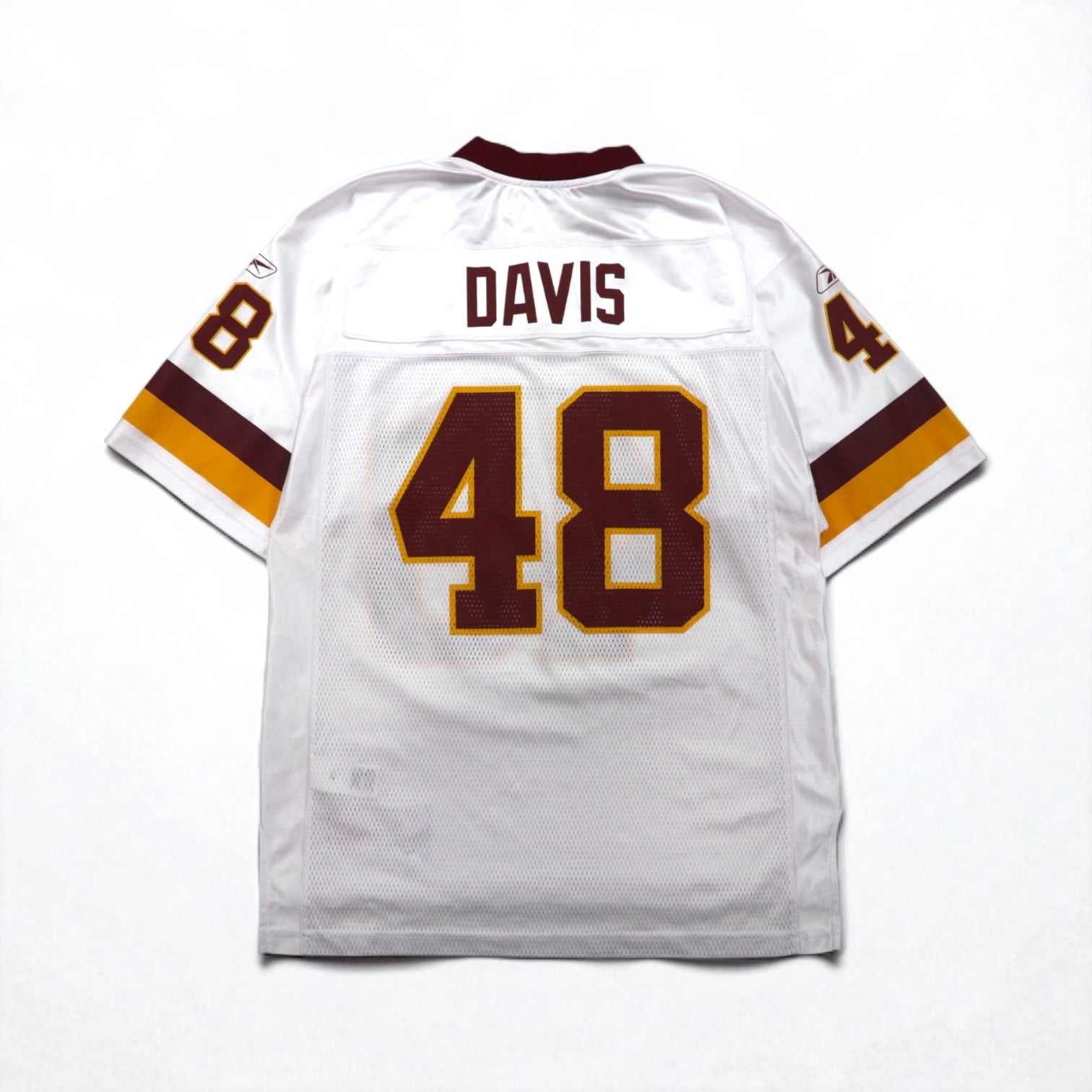 reebok ゲームシャツ M ホワイト ポリエステル メッシュ ナンバリング NFL Washington Redskins フットボール ユニフォーム