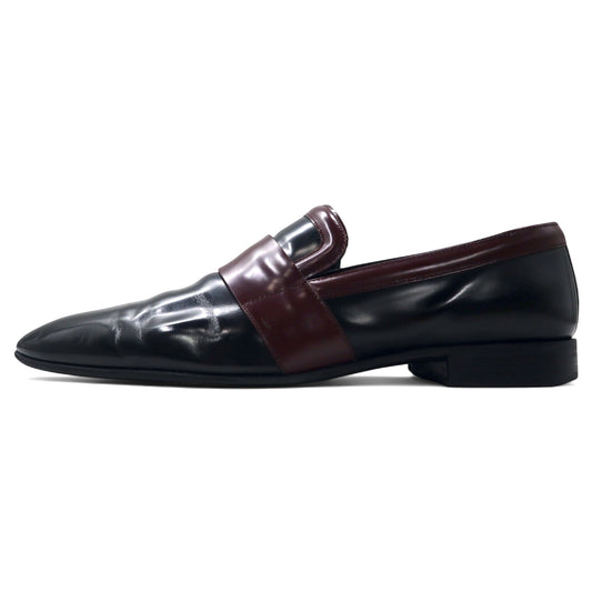 日本然リトテ-古着オンライン-PRADA スリッポン ローファー 27cm ブラック レザー イタリア製-PRADA Slip-on Loafers US9 Black Leather Italy Made