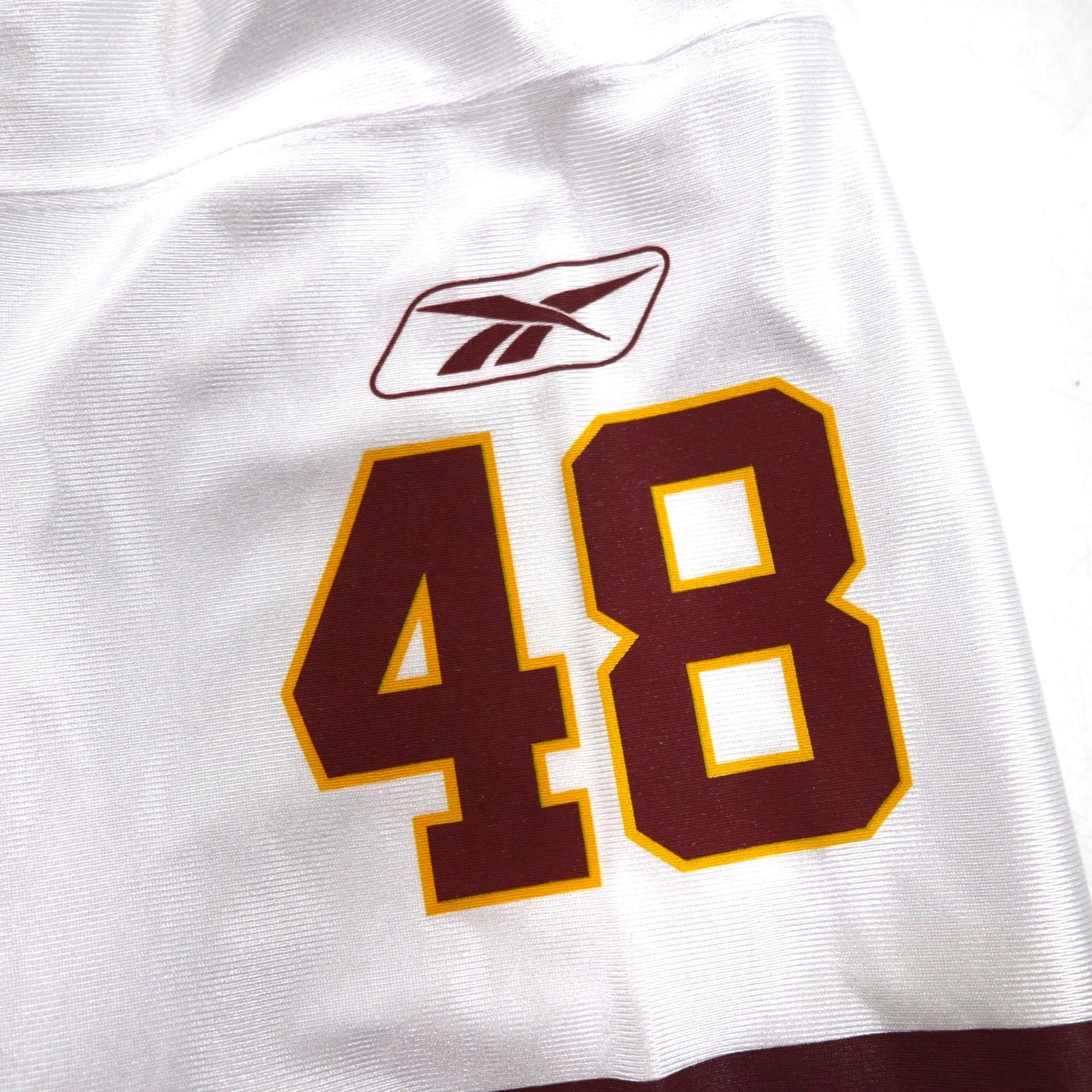 reebok ゲームシャツ M ホワイト ポリエステル メッシュ ナンバリング NFL Washington Redskins フットボール ユニフォーム