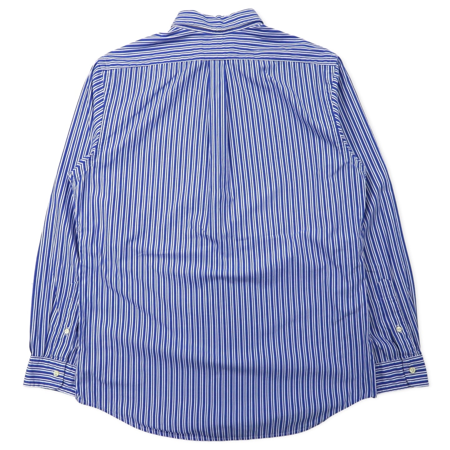 RALPH LAUREN ボタンダウンシャツ L ブルー ストライプ コットン ストレッチ CUSTOM FIT スモールポニー刺繍