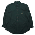 CHAPS RALPH LAUREN 90s Button-down Shirt, L, Green, Cotton, Embroidered Logo, Made in Guatemala