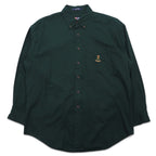 CHAPS RALPH LAUREN 90s Button-down Shirt, L, Green, Cotton, Embroidered Logo, Made in Guatemala