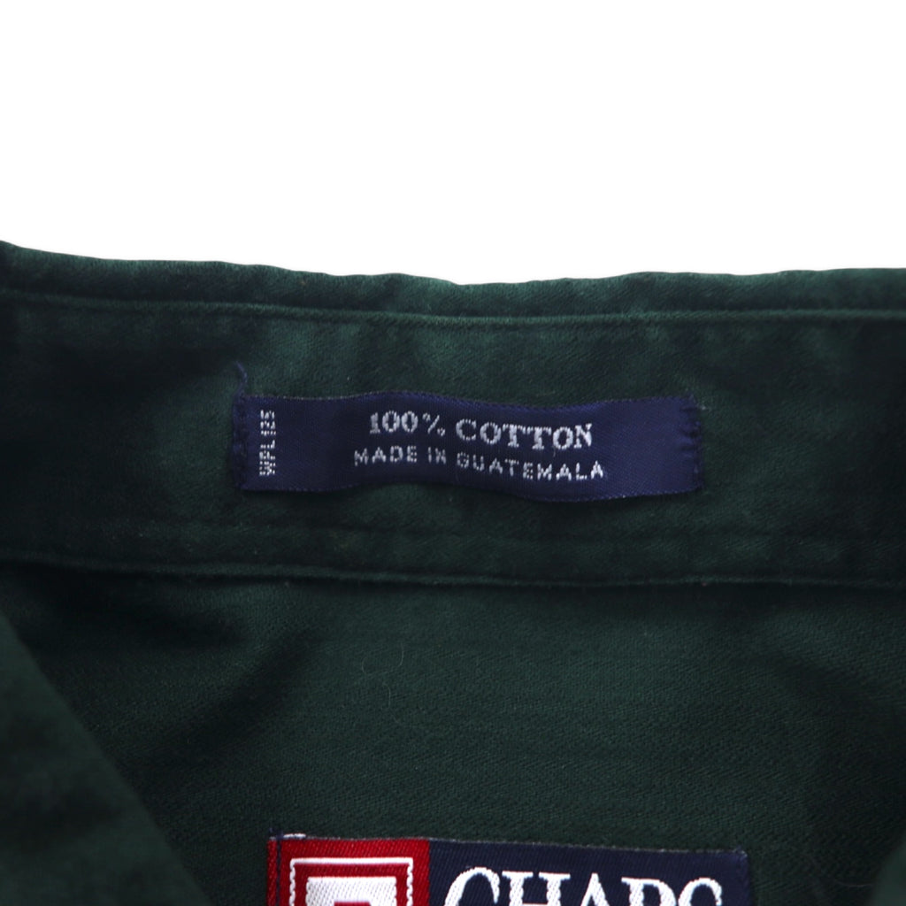 CHAPS RALPH LAUREN 90s Button-down Shirt, L, Green, Cotton, Embroidered Logo, Made in Guatemala