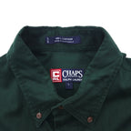 CHAPS RALPH LAUREN 90s Button-down Shirt, L, Green, Cotton, Embroidered Logo, Made in Guatemala