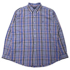 日本然リトテ-古着オンライン-Ralph Lauren ボタンダウンシャツ XL ブルー チェック TWO-PLY COTTON スモールポニー刺繍-Ralph Lauren Button-Down Shirts XL Blue CHECKED TWO-PLY Cotton Small Pony Embroidery