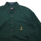 CHAPS RALPH LAUREN 90s Button-down Shirt, L, Green, Cotton, Embroidered Logo, Made in Guatemala