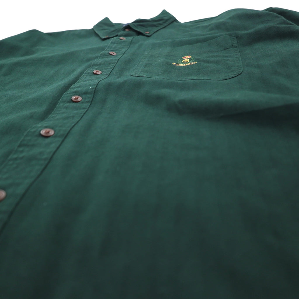 CHAPS RALPH LAUREN 90s Button-down Shirt, L, Green, Cotton, Embroidered Logo, Made in Guatemala
