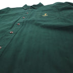 CHAPS RALPH LAUREN 90s Button-down Shirt, L, Green, Cotton, Embroidered Logo, Made in Guatemala