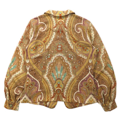 DAKS レトロ 総柄 シャツ ブラウス ジャケット 9R ベージュ ウール シルク混 ペイズリー柄 日本製