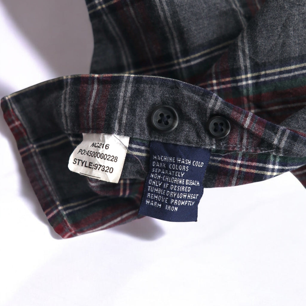 CHAPS RALPH LAUREN 90年代 ボタンダウンシャツ L グレー チェック コットン ビッグサイズ