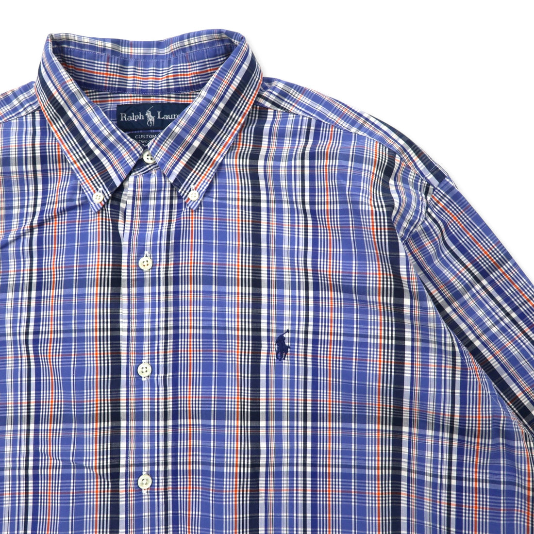 Ralph Lauren Button Down Shirt XL Blue Check TWO-PLY COTTON Small Pony Embroidery