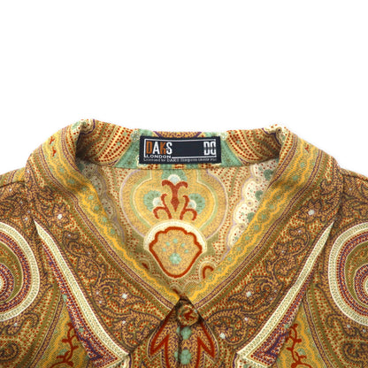 DAKS レトロ 総柄 シャツ ブラウス ジャケット 9R ベージュ ウール シルク混 ペイズリー柄 日本製