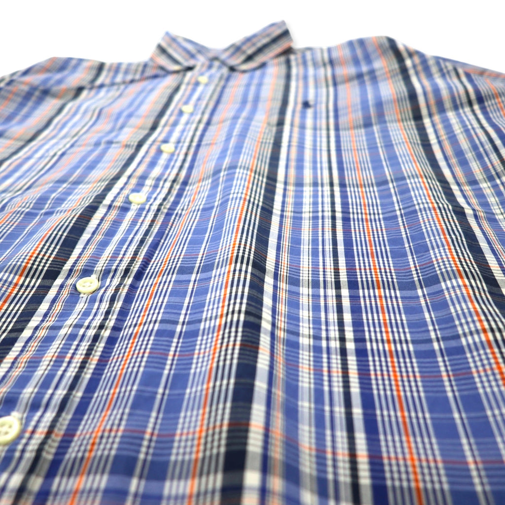 Ralph Lauren Button Down Shirt XL Blue Check TWO-PLY COTTON Small Pony Embroidery
