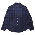 日本然リトテ-古着オンライン-RALPH LAUREN ボタンダウンシャツ XL ネイビー チェック コットン スモールポニー刺繍-Ralph Lauren Button-Down SHIRTS XL Navy CHECKED Cotton Small Pony Embroidery