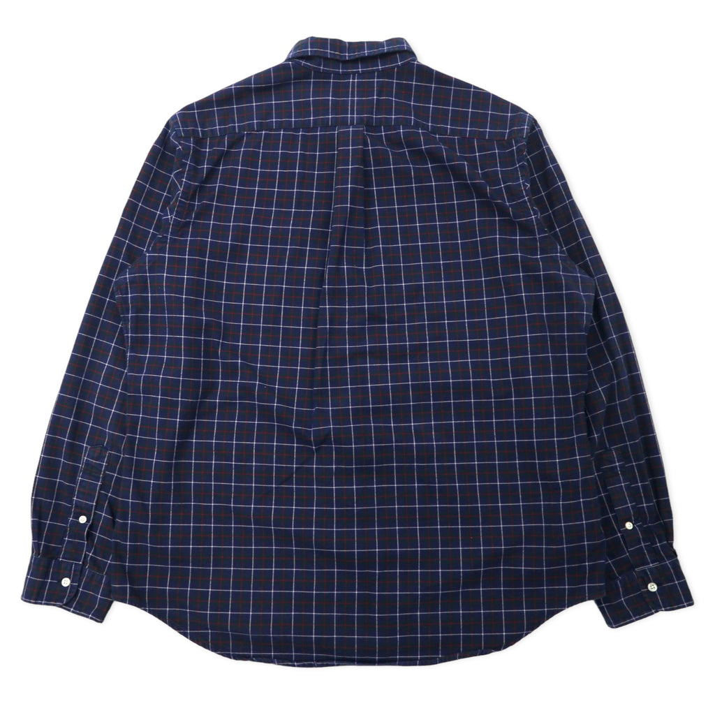 RALPH LAUREN Button Down Shirt XL Navy Check Cotton Small Pony Embroidery
