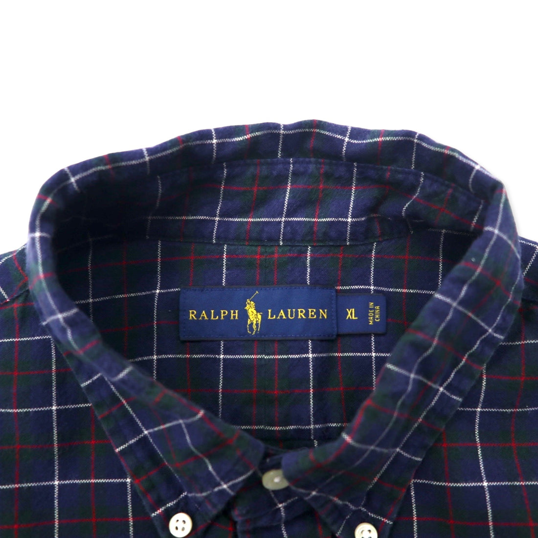 RALPH LAUREN Button Down Shirt XL Navy Check Cotton Small Pony Embroidery
